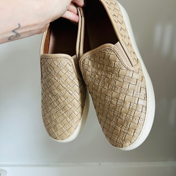 Frye Lena Woven Leather Loafer Slip-On Sneakers – Beige Tan Neutral – Size 8.5 - Picture 2 of 9
